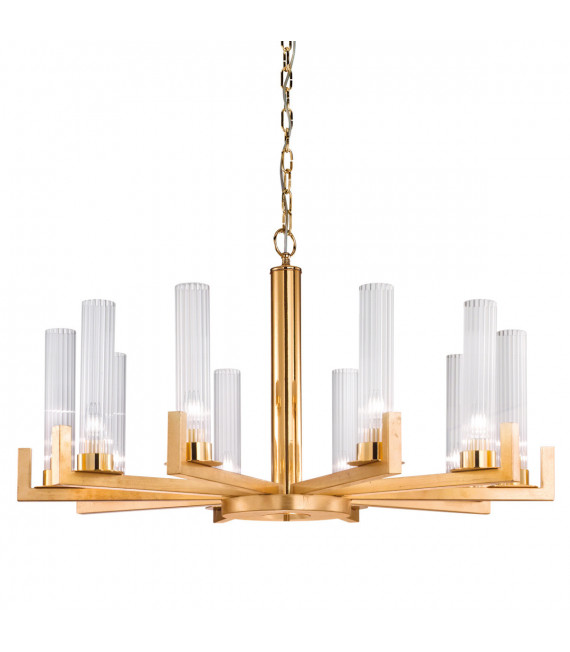 Lampada a sospensione Raggio 10 lampadine foglia oro