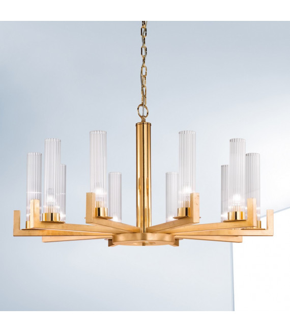 Raggio pendant lamp 10 gold leaf bulbs