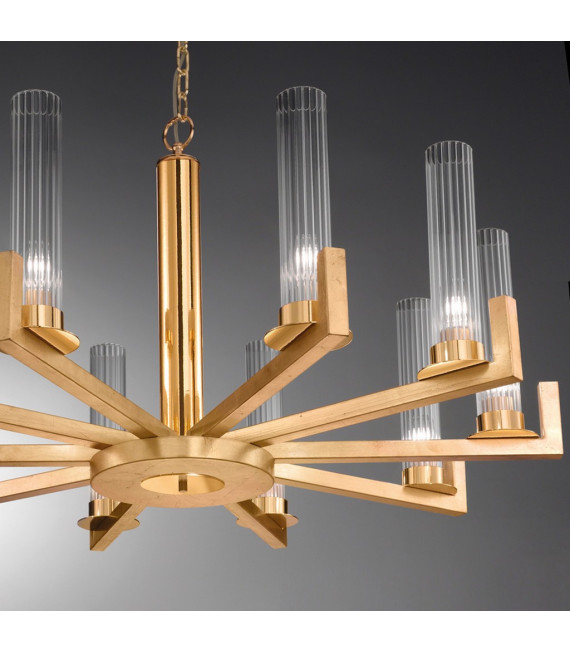 Suspension Raggio 10 ampoules Feuille d'or