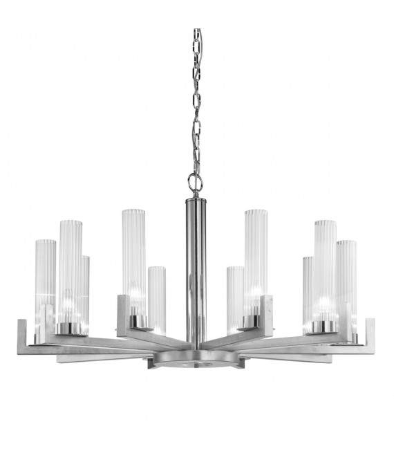 Suspension Raggio Feuille d'argent 10 ampoules 57,5cm