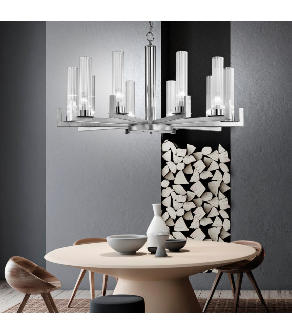 Lampada a sospensione Raggio Foglia argento 10 lampadine 57,5cm