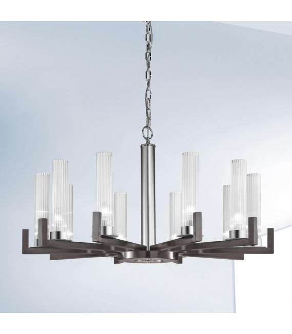 Lampada a sospensione Raggio 10 lampadine Marrone spazzolato