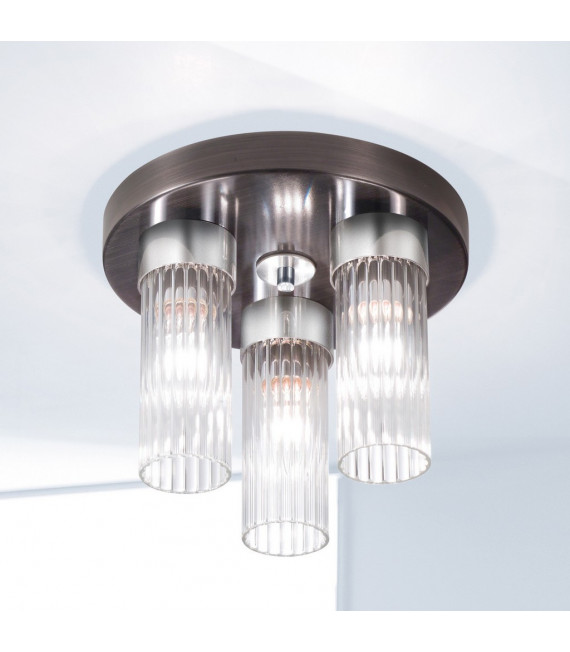Plafonnier Giro Brun brossé 3 ampoules 21,5cm