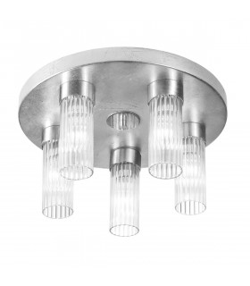 Plafoniera Giro foglia argento a 5 luci