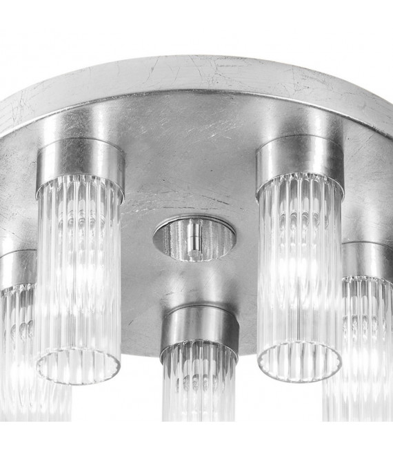 Plafonnier Giro 5 ampoules Feuille d'argent