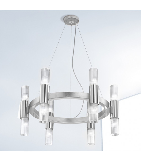 Aplique de pared Giro 12 luces hoja plata
