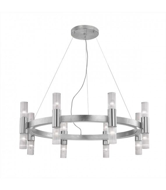Aplique de pared Giro de 16 luces en hoja de plata