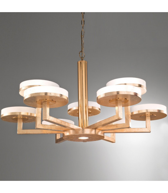 Lampada a sospensione Solis 10 lampadine foglia oro