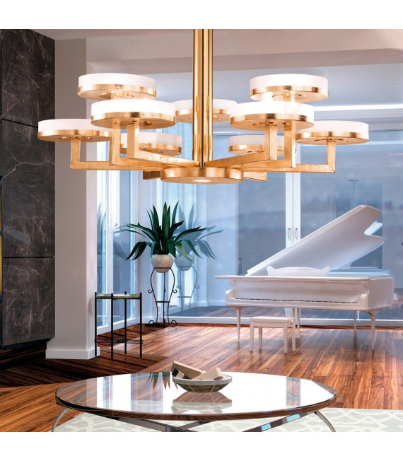 Lampada a sospensione Solis 10 lampadine foglia oro