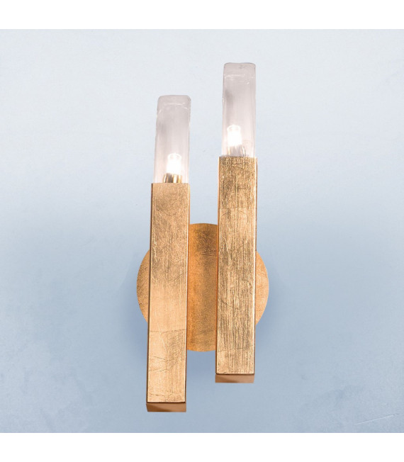 Applique murale Spigolo Feuille d'or 2 ampoules 32,5cm