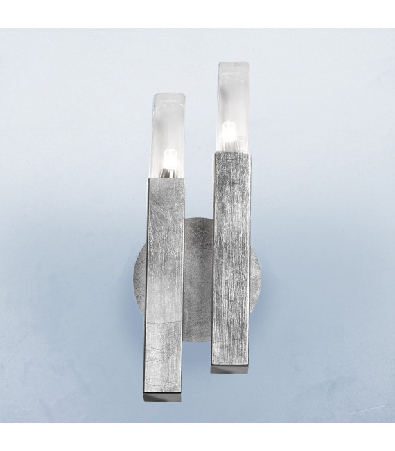 Wall light Spigolo Silver leaf 2 bulbs 32.5cm