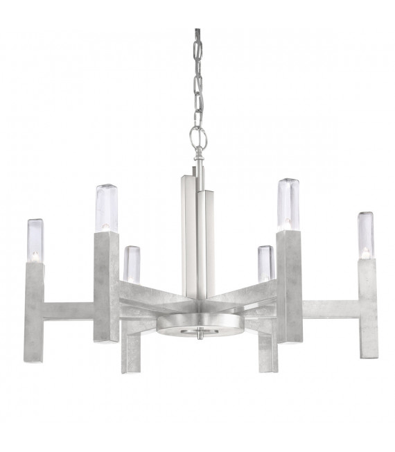 Lampada a sospensione Spigolo Foglia argento 6 lampadine 61,4cm