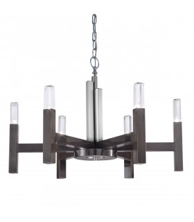 Spigolo sospensione Marrone spazzolato 6 lampadine 61,4cm
