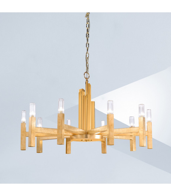 Spigolo Pendelleuchte Blattgold 10 Glühbirnen 61,4cm