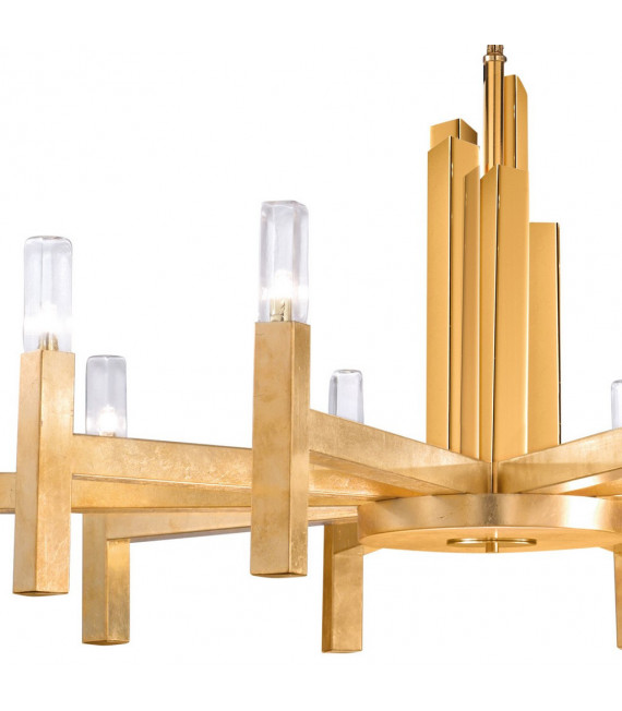 Spigolo Pendelleuchte Blattgold 10 Glühbirnen 61,4cm
