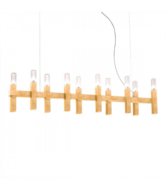 Suspension Spigolo Feuille d'or 10 ampoules 34cm