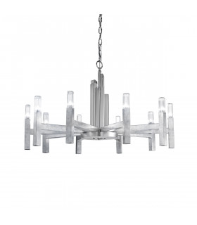 Lampada a sospensione Spigolo Foglia argento 10 lampadine 61,4cm