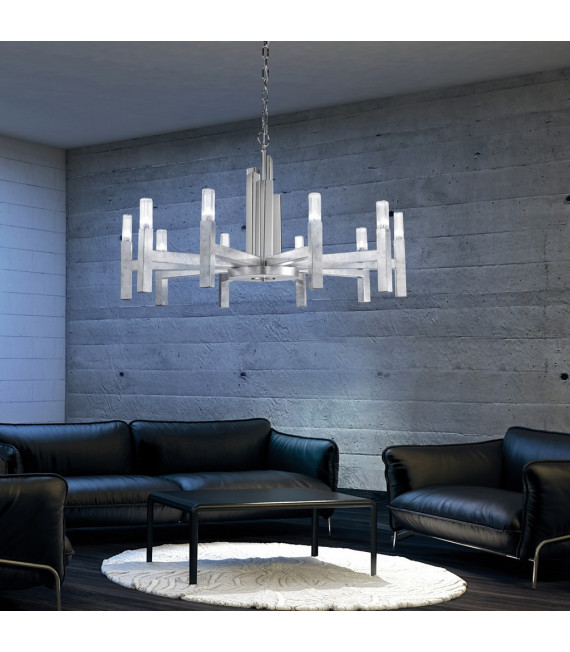 Spigolo pendant light Silver leaf 10 bulbs 61.4cm