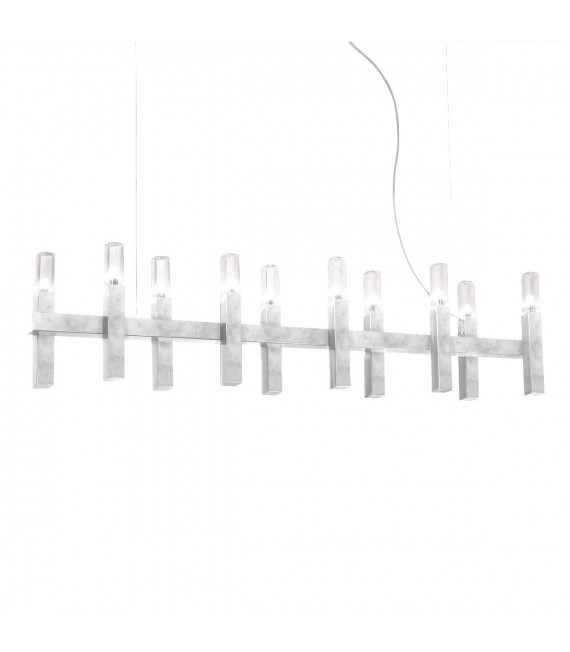 Suspension Spigolo Feuille d'argent 10 ampoules 34cm