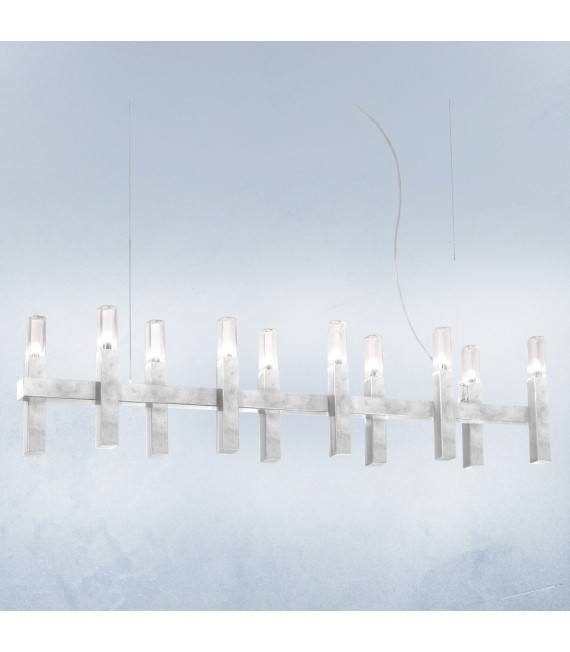 Spigolo Pendelleuchte Blattsilber 10 Glühbirnen 34cm