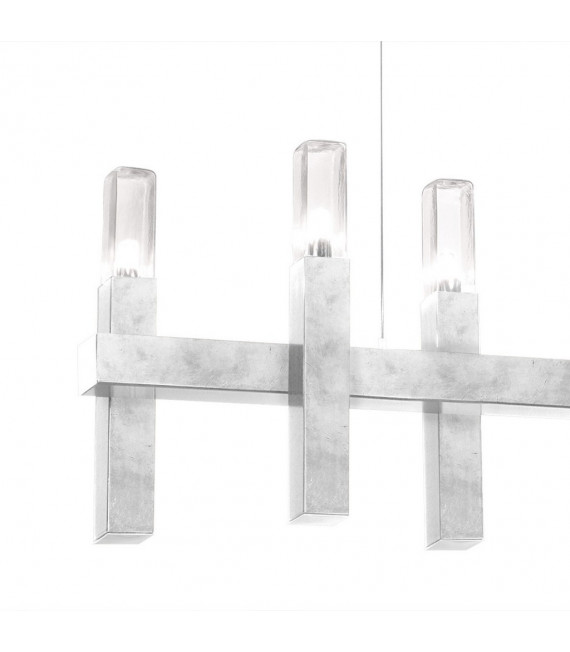 Suspension Spigolo Feuille d'argent 10 ampoules 34cm