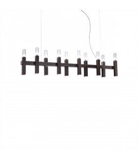 Suspension Spigolo Brun brossé 10 ampoules 34cm