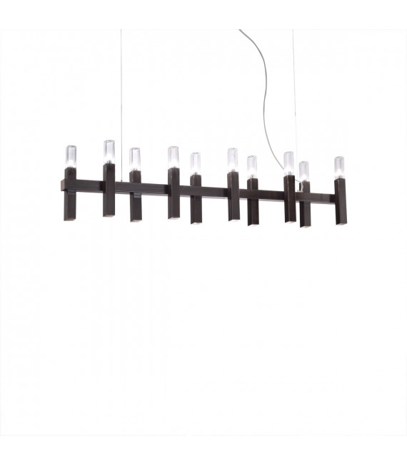 Spigolo sospensione Marrone spazzolato 10 lampadine 34cm