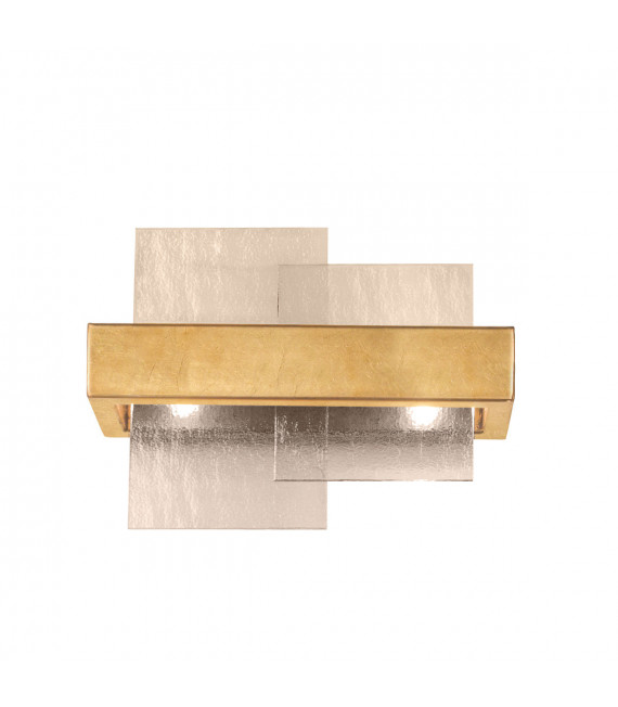 Applique murale Rettangolo Feuille d'or 2 ampoules 24cm