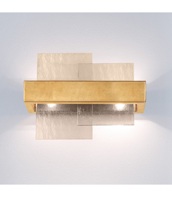 Wall light Rettangolo Gold leaf 2 bulbs 24cm