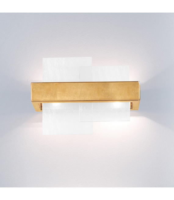 Wandleuchte Rettangolo Blattgold 2-flammig 24cm