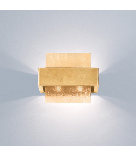 Wandleuchte Rettangolo Blattgold 2-flammig 17cm