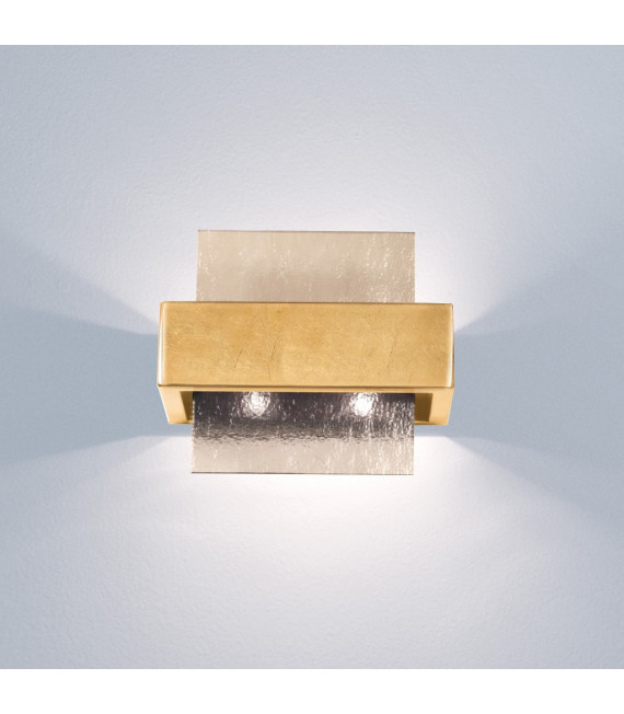 Wandleuchte Rettangolo Blattgold 2-flammig 17cm