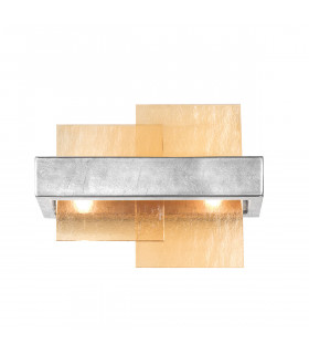 Applique Rettangolo Foglia argento 2 lampadine 24cm
