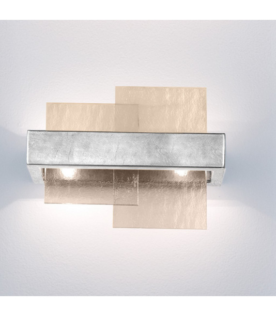 Wall light Rettangolo Silver leaf 2 bulbs 24cm