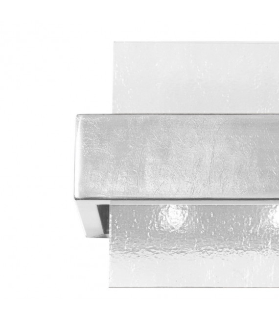 Aplique Rettangolo Hoja Plata 2 bombillas 17cm