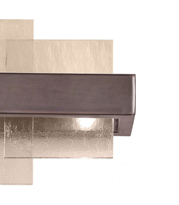 Applique Rettangolo Marrone spazzolato 2 lampadine 24cm