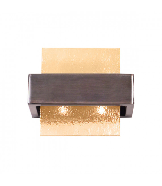Applique Rettangolo Marrone spazzolato 2 lampadine 17cm