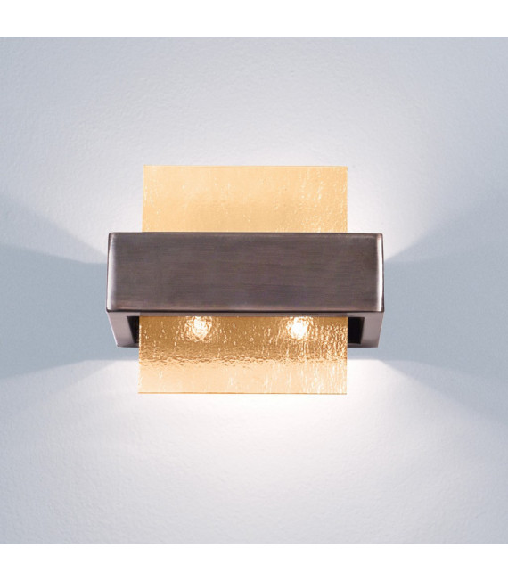 Applique Rettangolo Marrone spazzolato 2 lampadine 17cm