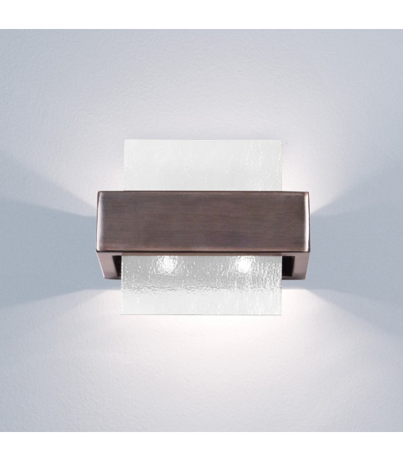 Applique Rettangolo Marrone spazzolato 2 lampadine 17cm