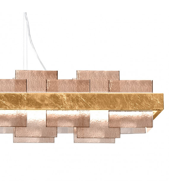 Suspension Rettangolo 1 ampoule Feuille d'or