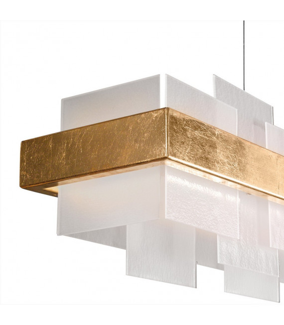 Suspension Rettangolo 1 ampoule Feuille d'or
