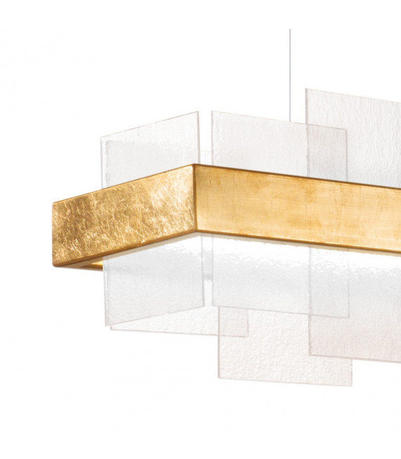 Suspension Rettangolo 1 ampoule Feuille d'or