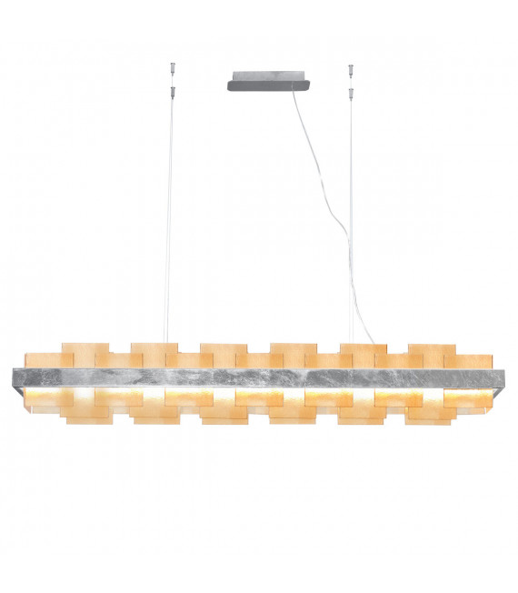 Rettangolo pendant lamp 1 bulb Silver leaf