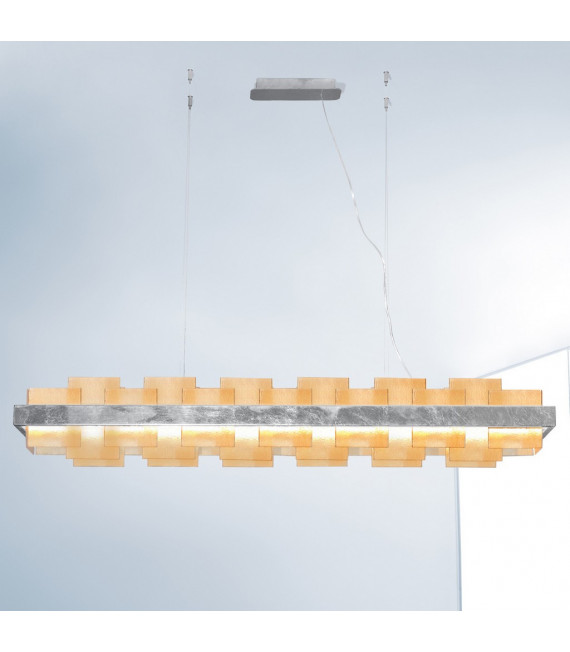 Rettangolo pendant lamp 1 bulb Silver leaf