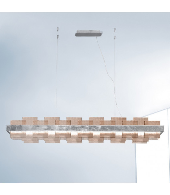 Suspension Rettangolo 1 ampoule Feuille d'argent
