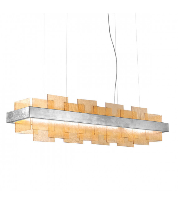 Suspension Rettangolo 1 ampoule Feuille d'argent