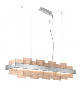 Rettangolo pendant lamp 1 bulb Silver leaf