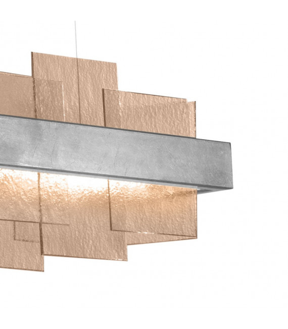 Rettangolo pendant lamp 1 bulb Silver leaf