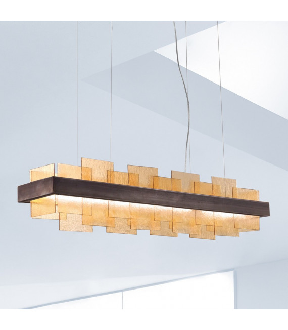 Rettangolo pendant lamp 1 bulb Brushed brown