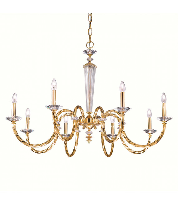Kronleuchter ohne Lampenschirme Imperio 24 Karat Gold 8 Glühbirnen 75cm